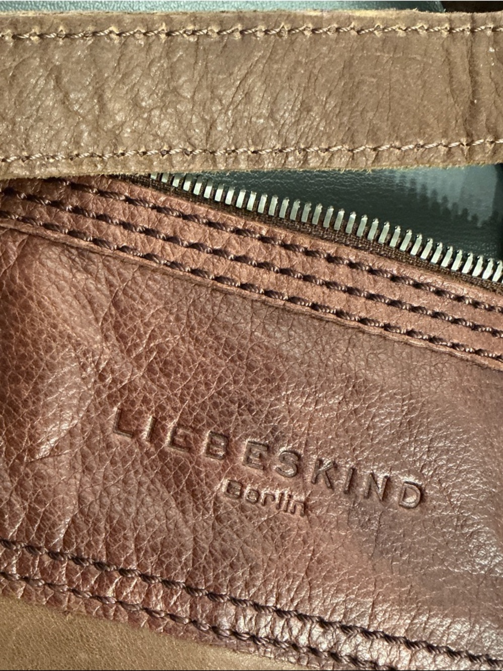 Liebeskind Tri-Tone Leather Satchel in Rust, Tan and Dark Brown - Picture 2 of 8